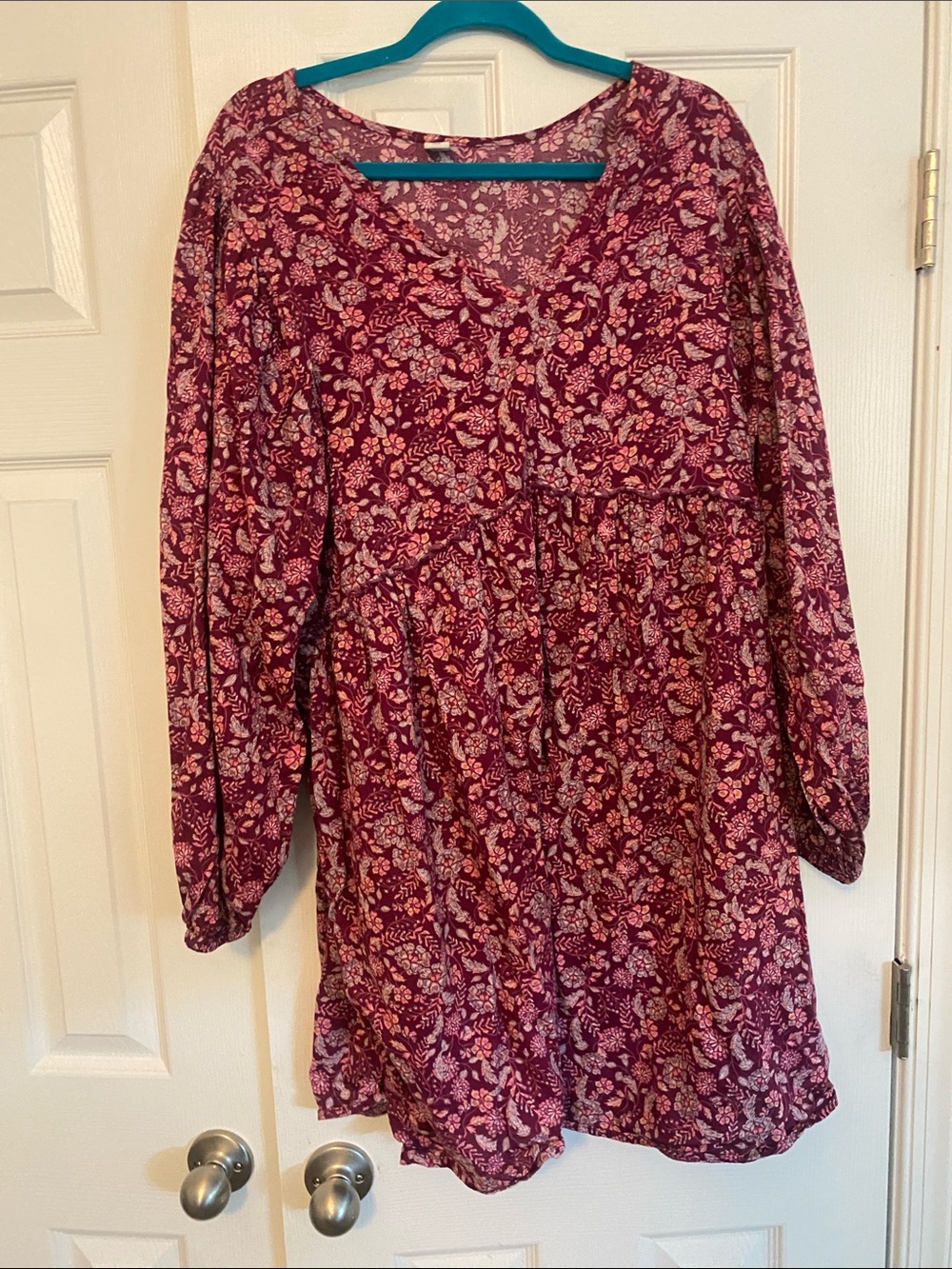 Old Navy Plum Floral V-Neck Tunic Dress